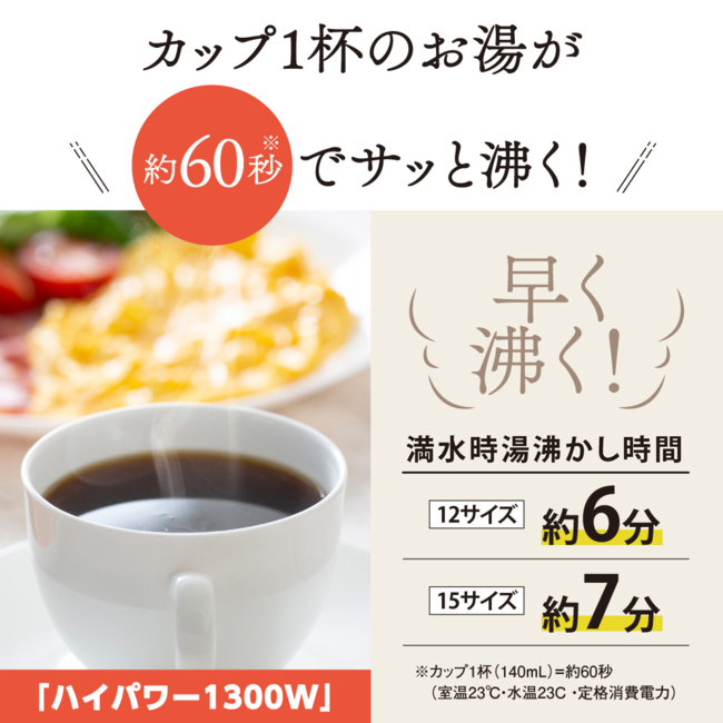 電気ケトル CK-VB15 WA（ホワイト）