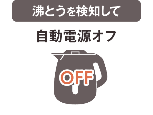 沸とうを検知して自動電源オフ