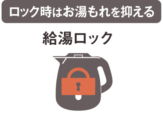 ロック時はお湯もれを抑える 給湯ロック