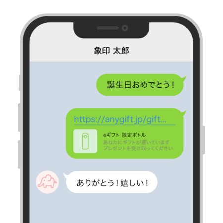 受け取り用URLを共有するだけ。数分でプレゼントが贈れます。